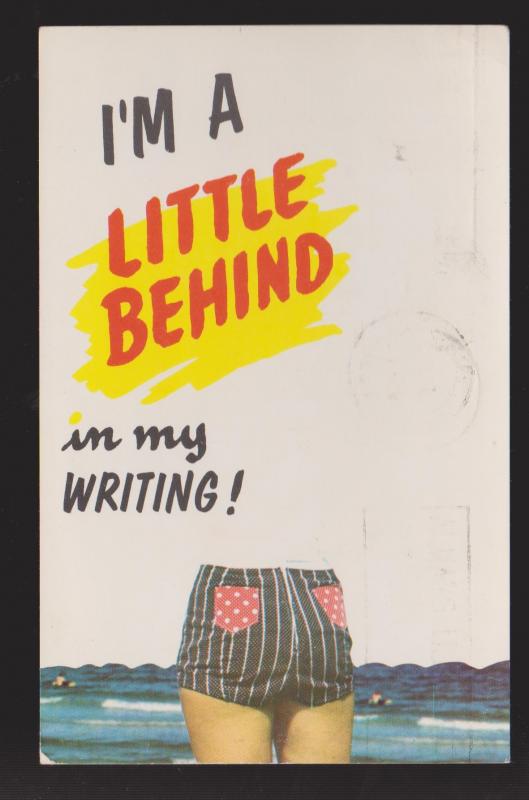 Comic Postcard - A Little Behind In Writing - Used