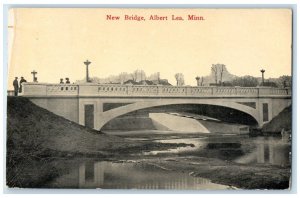 1914 New Bridge Exterior View River Lake Albert Lea Minnesota Vintage Postcard