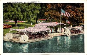 Boston Massachusetts Ma Postcard - Swan Boats in Public Gardens - 1933