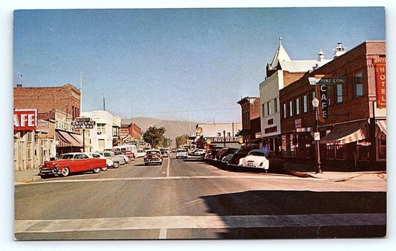 CARSON CITY, NV Nevada ~ STREET SCENE Pine Cone Cafe c1950s Cars  Postcard