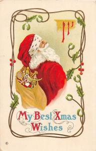 E48/ Santa Claus Merry Christmas Holiday Postcard c1910 314D Stockings Toys 7