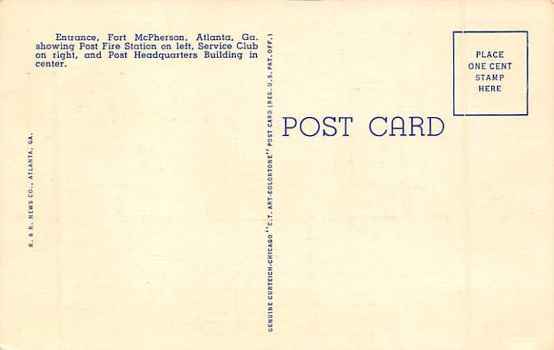 Fort McPhewrson Atlanta, Georgia, USA Military Unused 