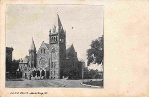 Central Church Galesburg Illinois 1908 postcard