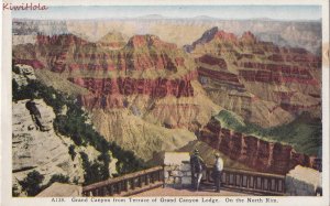 Postcard Grand Canyon from Terrace Grand Canyon Lodge on North Rim AZ