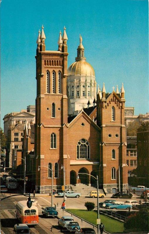 Immaculate Conception Church Atlanta Georgia GA old cars Postcard