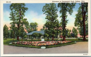 postcard Salem, Ohio - Entrance to Centennial Park