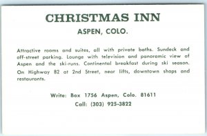 c1960s Aspen Colorado Christmas Inn Business Card Hotel Advertising CO Photo C44