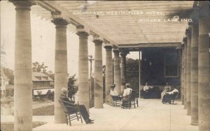 Winona Lake Indiana IN Westminster Hotel Colonnade c1910 Real Photo Postcard