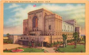 Long Beach California~Municipal Auditorium~1950 Linen Postcard