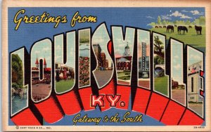 1942 Large Letter Greetings from Louisville Kentucky Postcard