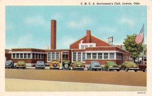 Lawton, OK Oklahoma  YMCA SERVICEMEN'S CLUB 40's Cars~Woody Wagon  Postcard