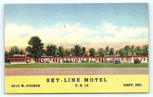 GARY, IN Indiana ~ SKY-LINE MOTEL c1950s Roadside Linen Postcard