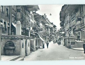 old rppc SHOPS ALONG THE STREET Thun - Thoune - Bern Switzerland HM1859