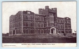 ALVA, Oklahoma OK  Science Hall  NORMAL SCHOOL c1910s Cars Woods County Postcard