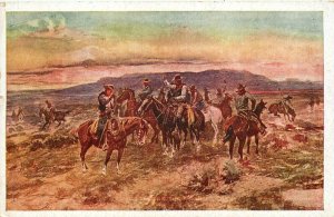 Postcard C-1910 Charles Russell cowboy Artist Scattering the riders TP24-3417