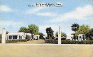 Graf Motel Pan American Highway US 81 83 TX 202 Laredo Texas linen postcard