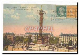 Paris (10th) Old Postcard Place de la Bastille and the July Column