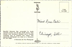 Aerial View Hanauma Bay Honolulu Continental Chrome Postcard