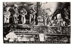 RPPC Postcard Lightner Museum of Collectibles St Augustine Carved Wood Room