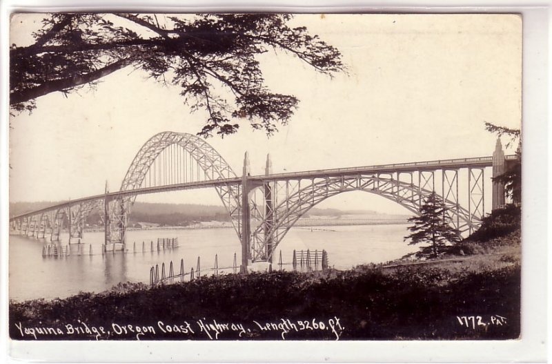 Real Photo ! Yaquina Bridge, Oregon Coast Highway, Oregon, 1938 !