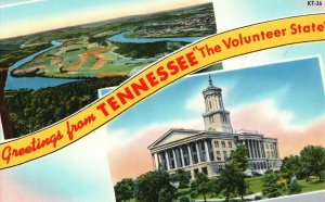 Vintage Postcard Greetings From Tennessee The Volunteer State Moccasin Bend TN