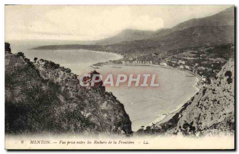 Old Postcard Menton View Caught between the Rocks of the Border
