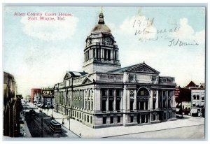 c1910's Allen County Court House Street View Fort Wayne Indiana IN Postcard 