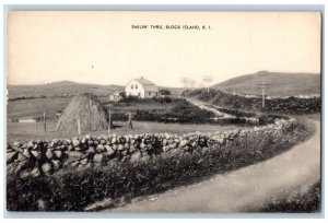 Block Island Rhode Island RI Postcard Smilin' Thru Country Road Scene c1910's