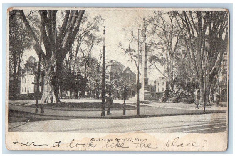 1907 Court Square Springfield Massachusetts MA Suffield CT Antique Postcard 