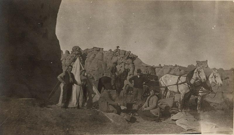 RPPC Camping Trip 1904-18 Men Women Carriage Western Teepee Real Photo Postcard