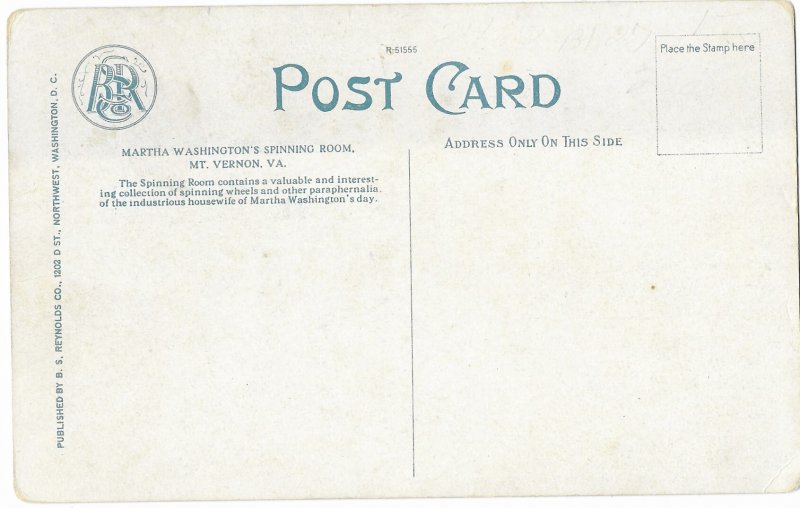 Martha Washington's Spinning Room Mount Vernon Virginia