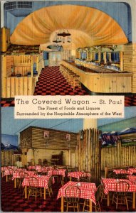 Linen Postcard The Covered Wagon Restaurant in St. Paul, Minnesota