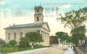 Edgartown, Mass Methodist Episcopal Church Postcard 1911 Postmark Flag Cancel