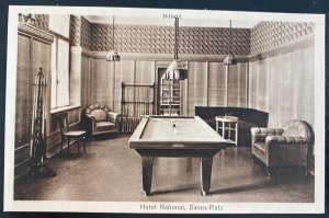 Mint Real Picture Postcard Billiard Room Hotel National Davos Platz 1910s