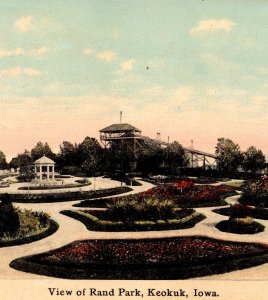 c1914 Birds Eye View Rand Amusement Park Flower Garden Keokuk Iowa IA Postcard