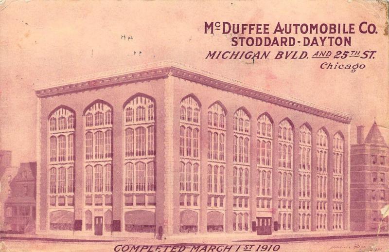 Chicago IL McDuffee Automobile Co. Stoddard-Dayton Postcard