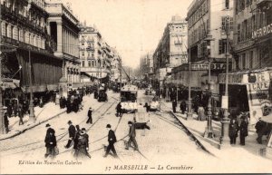 France Marseilles La Cannebiere Street Scene Trolley