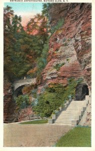 Vintage Postcard Entrance MP Theater Watkins Glen New York Tichnor Quality News