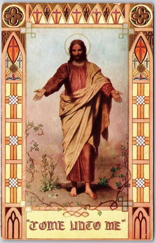 Come Into Me Jesus Religious Portrait Vintage Postcard c1910