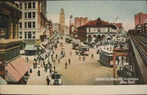 New York City NY Trolley St Scene c1910 Postcard