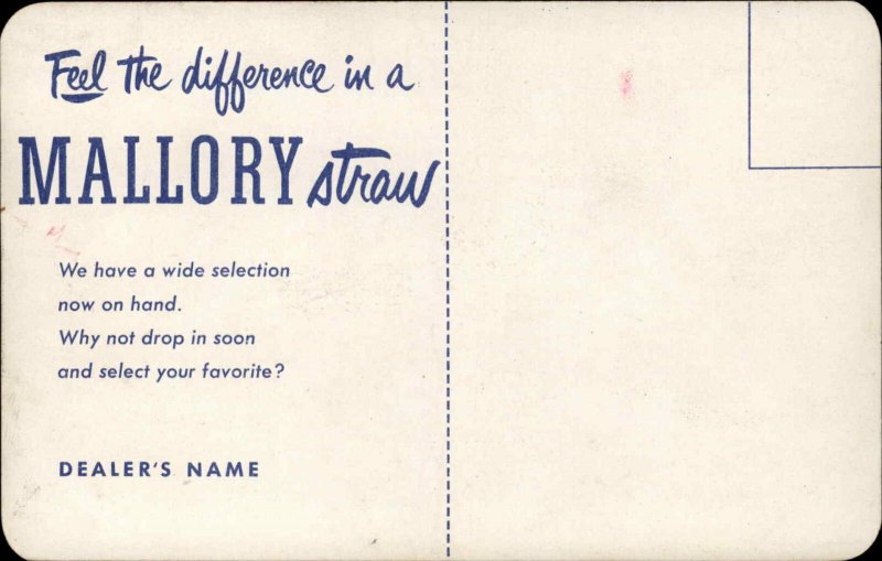 Advertising Mallory Straw Hat on Glacier Old Postcard 