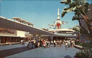 Anaheim California CA Disneyland Tomorrowland Rocket Vintage Postcard