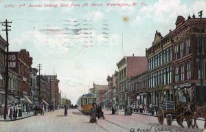 12987 Trolley Car on 3rd Avenue from 9th Street, Huntington, West Virginia 1907