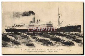 Postcard Old Ship Cruise Company Chargeurs Reunis Europe