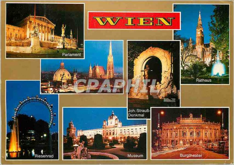 Postcard Modern Vienna Burgtheater Wien Parlament Riesenrad Museum