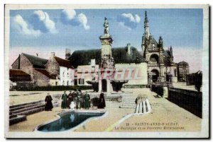 Old Postcard Sainte Anne D Auray Basilica and the Fountain Miraculous Folklor...