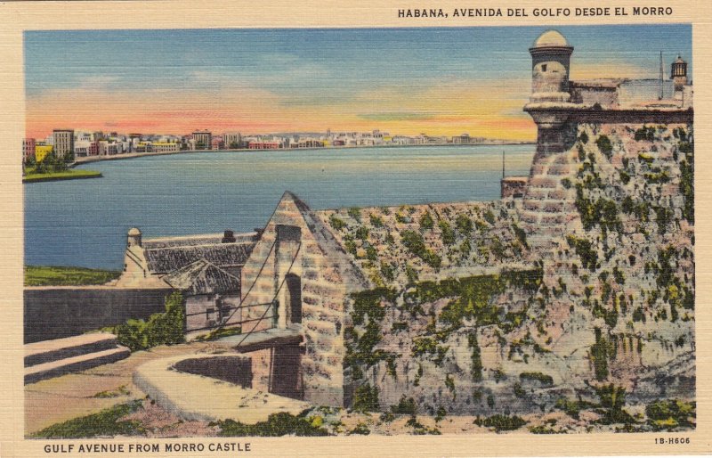 P1925 vintage postcard havana gulf ave from morro castle harbor etc unused