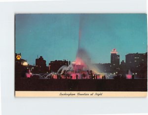 Postcard Buckingham Fountain At Night Chicago Illinois USA