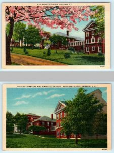 2 Postcards ANDERSON, South Carolina SC ~ ANDERSON COLLEGE Dormitory, etc 1940s