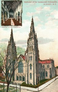 Vintage Postcard Cathedral Of The Immaculate Conception Church Albany New York